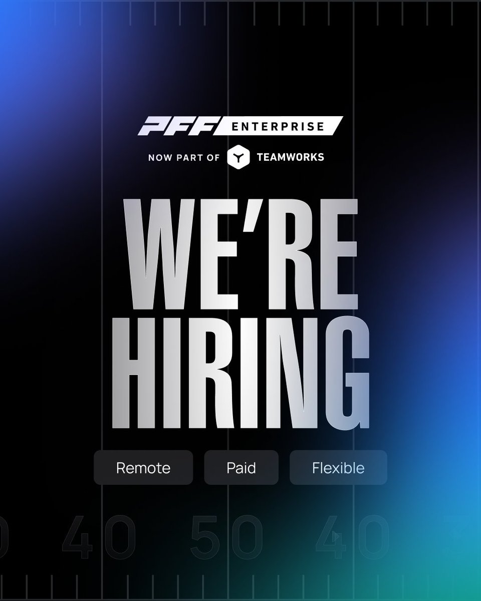 simonachester's tweet photo. Most people watch the NFL Draft and dream about working in football. 🏆

Some of them will actually do something about it.

PFF Enterprise is hiring Data Collectors for 2026. 

Remote, paid, flexible. Apply now.

https://t.co/dg6WSH8mbL 

#NFLDraft #FootballJobs #PFFEnterpriseJobs