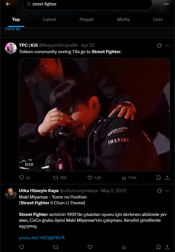 IFritillaria's tweet photo. @utkuhuseyinkaya street fighter tifa leakleri doğru mu diye bakarken arama kısmında karşıma uzak geçmişten random gem çıktı, anlık olarak dans ediyorum https://t.co/CPQsCiIkZv