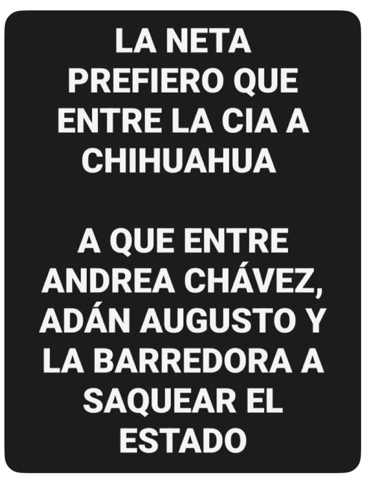Todo mi apoyo a <a href="/MaruCampos_G/">Maru Campos</a> por su decidido ataque frontal al crimen organizado que ha sido institucionalizado por el maldito régimen morenarco.
#MaruCampos
#Chihuahua
#morenanarcogobierno