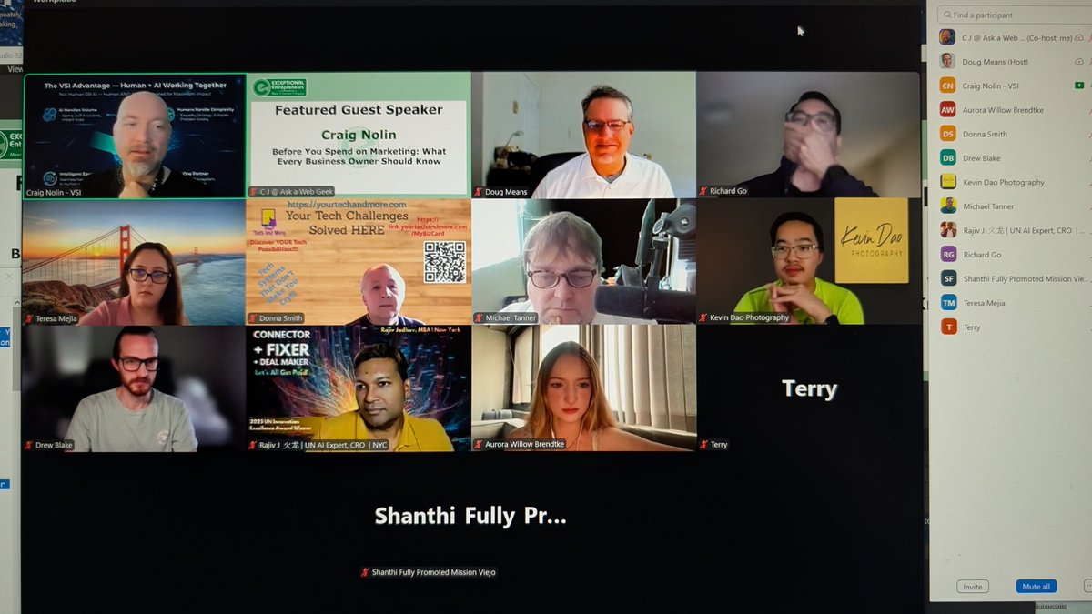 cjgilbertwebpro's tweet image. Enjoyed hosting #virtual #business #networking with exceptional entrepreneurs!
Craig Nolin sharing "Before You Spend on #Marketing: What Every #BusinessOwner Should Know"
JOIN us Fridays at 11:30a PST!
#smallbusiness #businesstips #startups #sales #virtualevents #networkingee