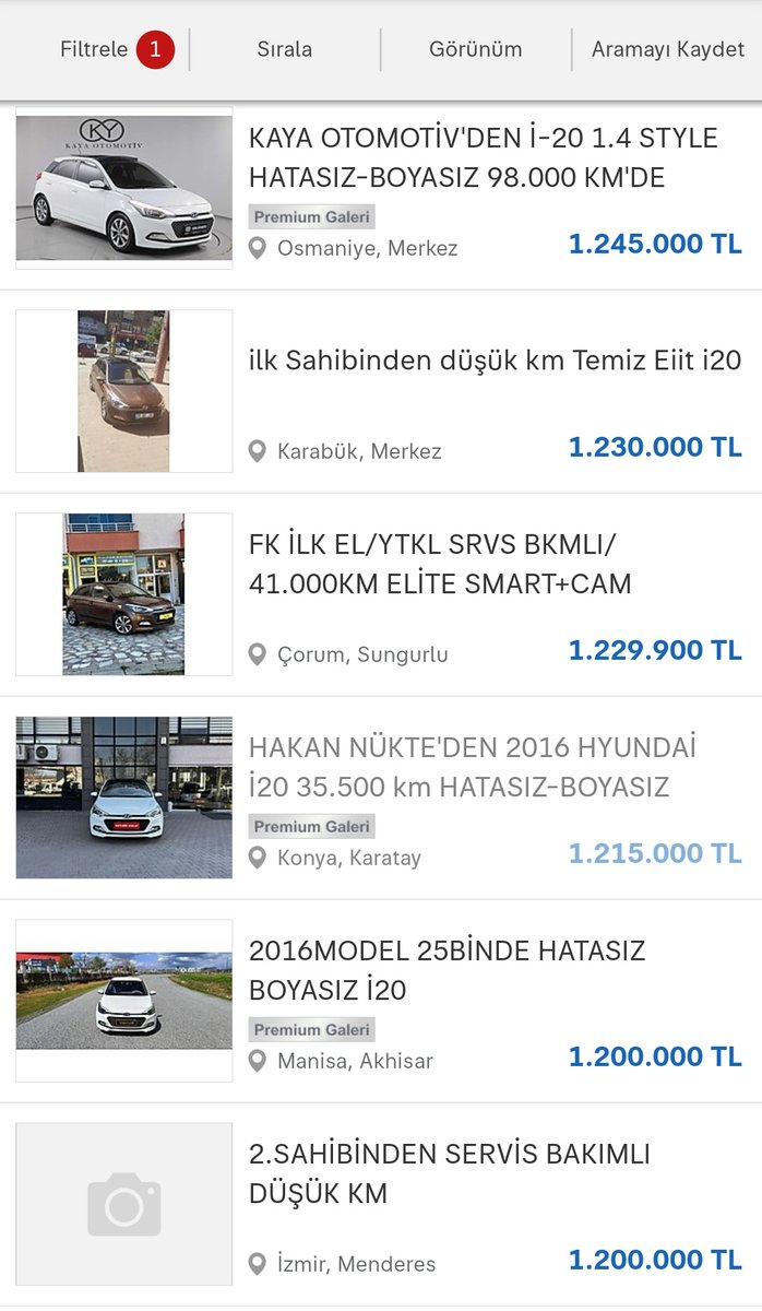 halkaarztopla's tweet image. 10 yaşında olan i20 ler 1.2 milyon
Tam 26 bin dolar 
Bu fiyatlar şaka mı?