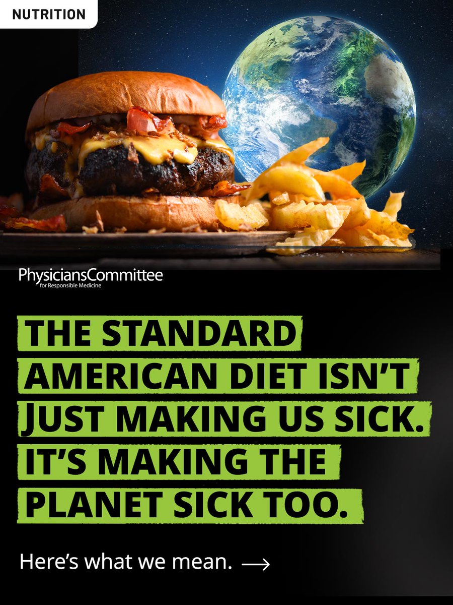 PCRM's tweet image. We don’t usually think about our food when we talk about climate change, but we should.

The global food system produces ~1/3 of all greenhouse gas emissions.

Learn more at PCRM.org/Climate

#ClimateChange #Sustainability #Environment