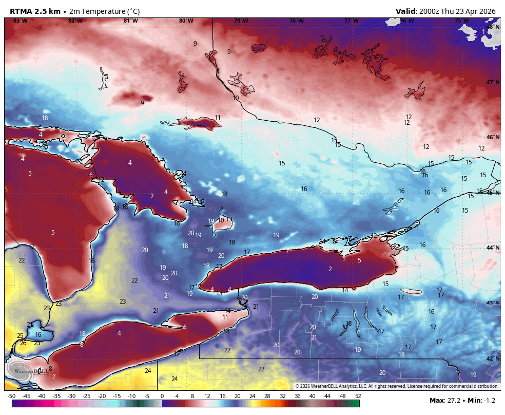 WxOntario1's tweet image. Another stellar Spring afternoon across most of Southern #Ontario

Temps in the mid teens/ low 20s with mainly sunny skies (band of clouds moving through parts of Eastern Ont)

#OnWX #ONStorm