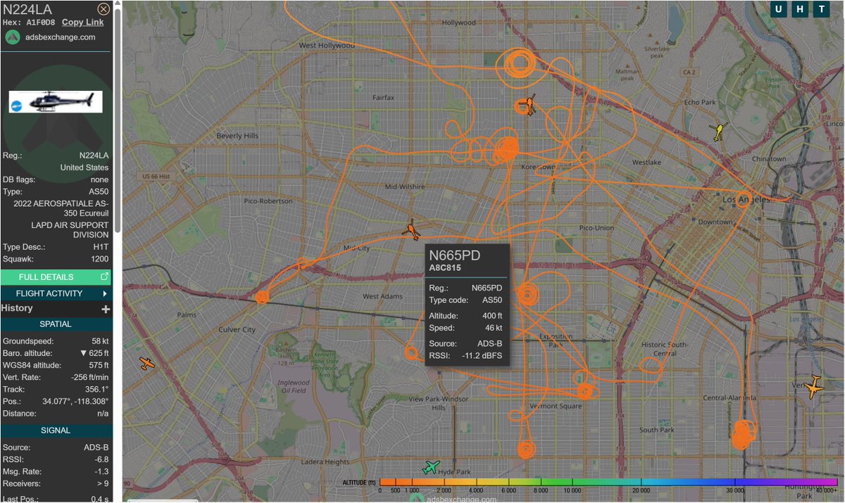 ChapelReza's tweet photo. This is documented. Trackable. Repeatable. ADS-B Exchange shows LAPD Air Support flights in real time. The data doesn't lie. @LAPDLAPD @LACityCouncil @FAANews...who is overseeing this? What are the clearance protocols? The public deserves answers. https://t.co/ildjrI1FWQ