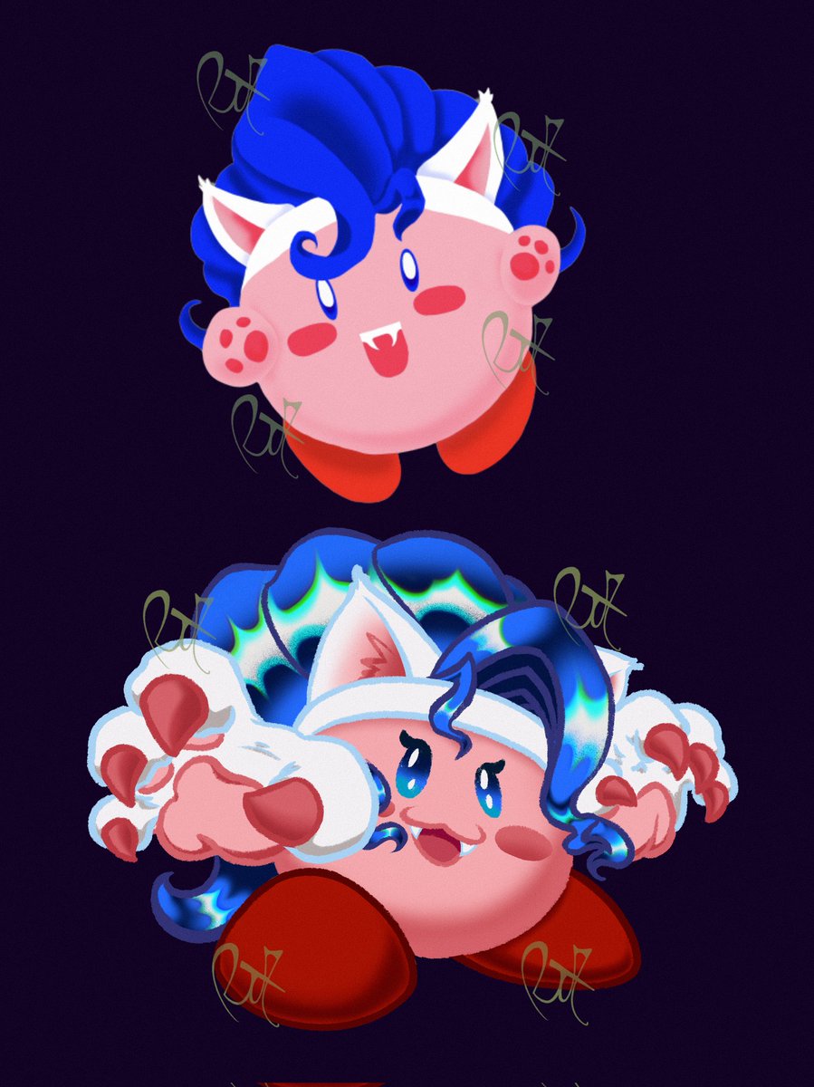 Dere_Gremlin's tweet photo. Felicia from Darkstalkers/vlVampire Savior and  Kirby finished! og one is 5/29/2019 and the new one I finished today 4/23/26! https://t.co/0JlxgieiuD