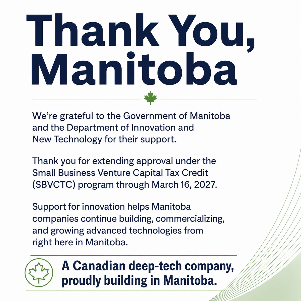 roboticstactile's tweet image. Thank you, Manitoba. Proud to be a Canadian deep-tech company building in Manitoba and creating technology that helps connect healthcare professionals worldwide. #Manitoba #Innovation #DeepTech #AI #Robotics