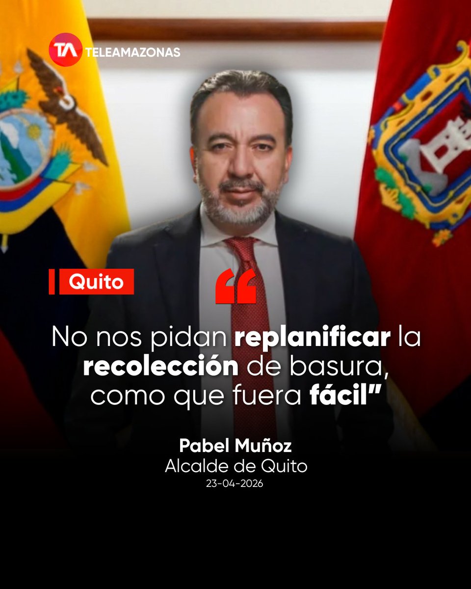 teleamazonasec's tweet image. #Quito | "No nos pidan replanificar la recolección de basura como si fuera fácil" 🚛🚫
El alcalde Pabel Muñoz arremetió contra la disposición del Gobierno de ajustar horarios por el toque de queda. Asegura que el 40% de la basura de la ciudad se recoge de noche. 
¿Deberían