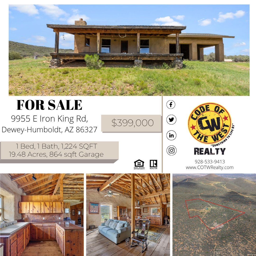 COTWRealty's tweet image. Dreaming of a sustainable lifestyle? 🌿 This 1,224 sqft straw bale home on 19+ acres offers off-grid potential and modern comfort. Ready to embrace simplicity? #EcoLiving #OffGrid #ArizonaRealEstate