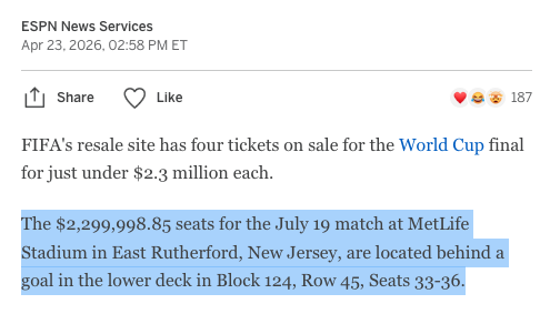 richreising's tweet photo. Lol, let's check back on these ticket prices in July. https://t.co/H8MgrRLJm4