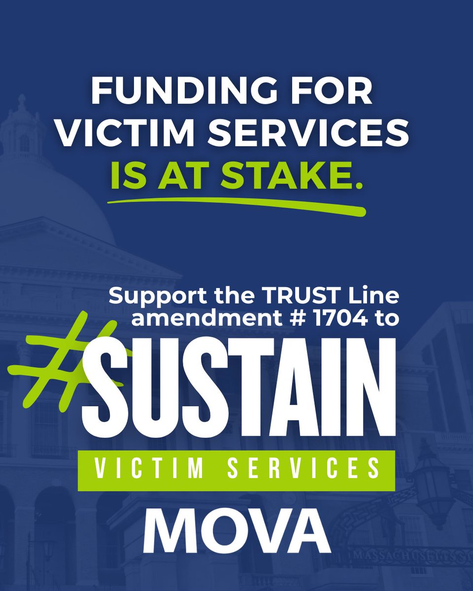 MassMOVA's tweet photo. THANK YOU for showing support for the TRUST Line amendment # 1704! 🙌

While today’s Digital Day of Action may be over, our advocacy will be ongoing! Continue to access the TRUST Line Toolkit 👉https://t.co/NxCVgyZrJ8

#SustainVictimServices #BuildTRUST #SupportSurvivors #MAPoli https://t.co/FG0gV2tjKq