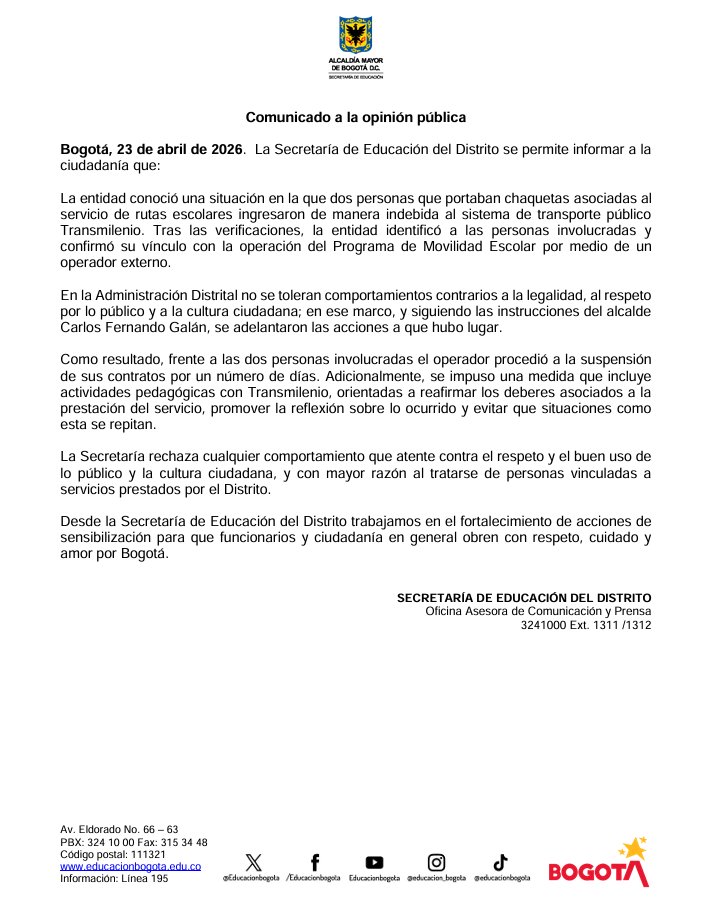 Secretaría de Educación de Bogotá tweet media