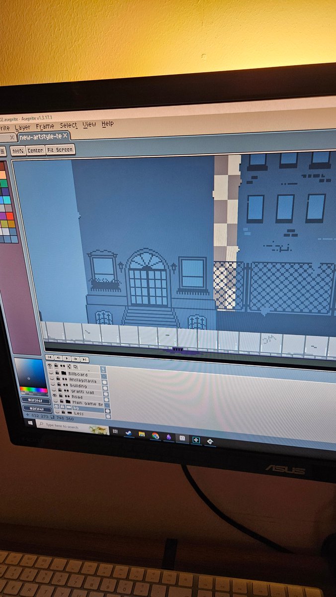 JanMellstrom's tweet image. Adding more buildings to the background! #pixelart #aseprite #progress