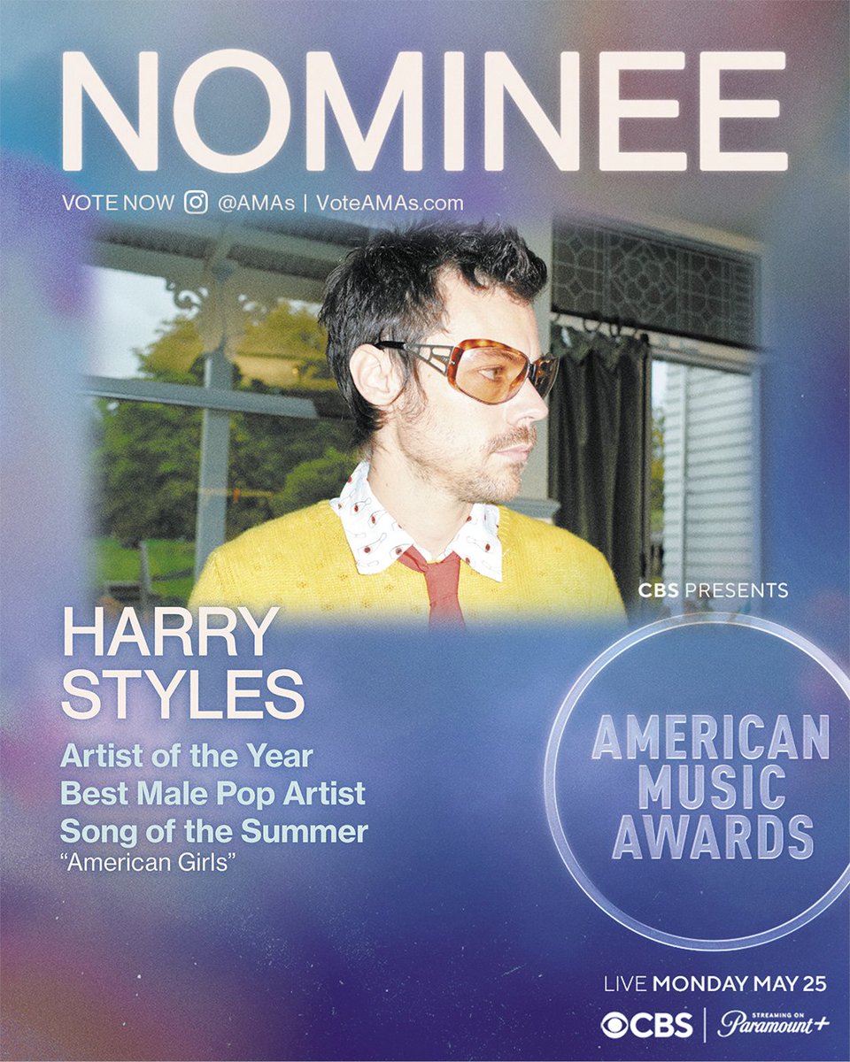 You've known him for ages and now he's a 3X #AMAs nominee🕺🪩

Vote for <a href="/Harry_Styles/">Harry Styles.</a> all the time, not occasionally → theamas.com/how-to-vote
