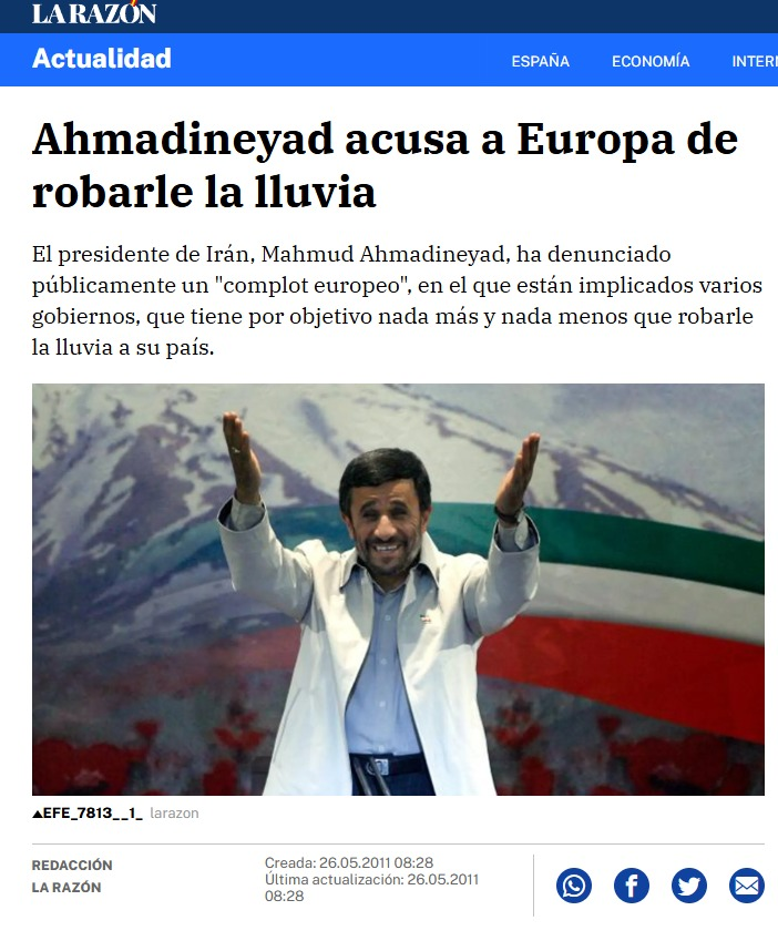dprkarlos's tweet image. Irán venía de una sequía extrema histórica. Tras destruir las instalaciones de EEUU en la región, vuelven las lluvias con fuerza.

Ni idea del tema, pero igual Ahmadineyah en 2011 no estaba tan loco?