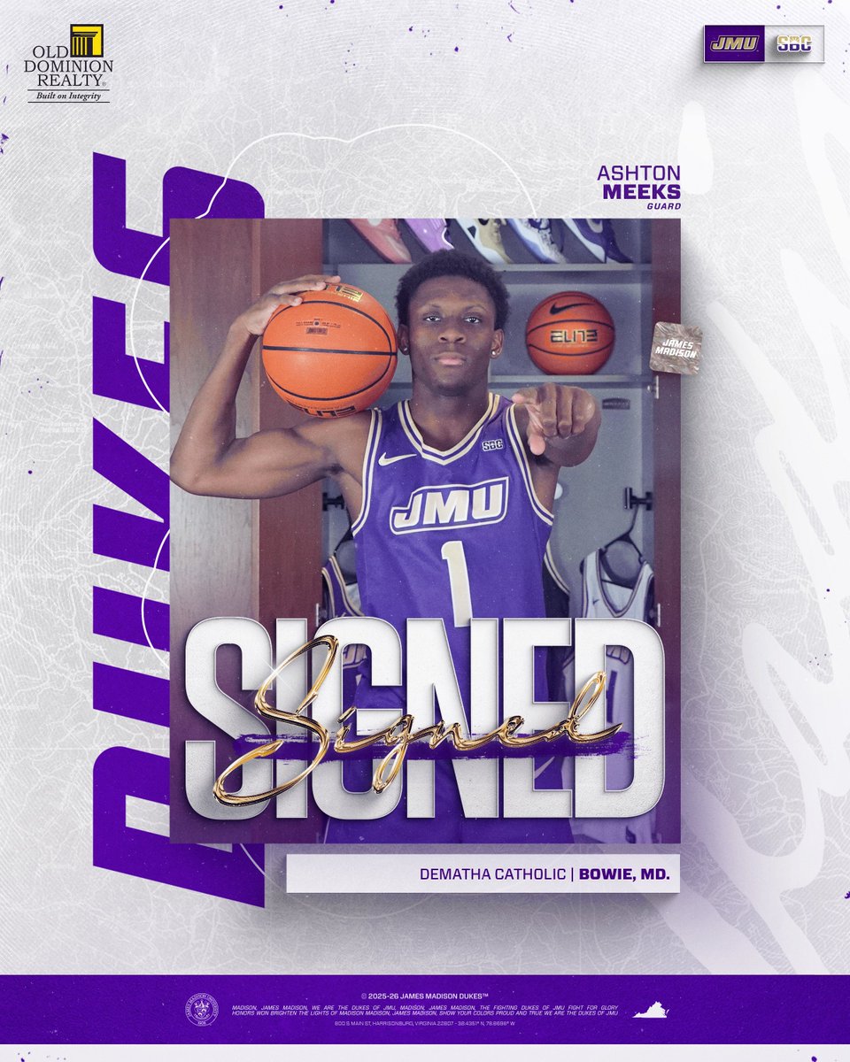 JMUMBasketball's tweet photo. A three-level scoring point guard with quickness and shot-making ability. 

Excited to welcome Ashton "Ace" Meeks to the JMU family! 

#GoDukes https://t.co/lUOiSIj6ks