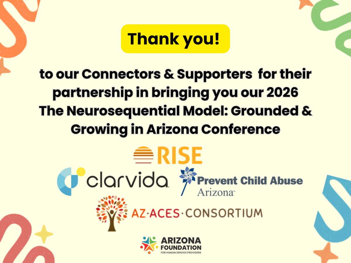 AZCouncilHSP's tweet image. Grateful to our Connectors, Clarvida AZ &amp;amp; @RISE_Services  and our Supporters, @pcaaz &amp;amp; @acesconsortium  for supporting The Neurosequential Model: Grounded &amp;amp; Growing in Arizona. Your partnership strengthens communities across AZ!
#NeurosequentialModel #Arizona #Partnership