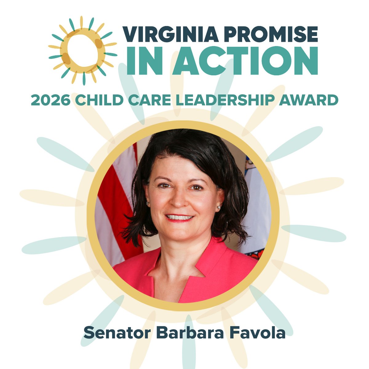 PromiseActionVA's tweet photo. We are proud to honor Senator @BarbaraFavola  with a 2026 Child Care Leadership Award. As one of the first child care champions in 2022, Senator Favola continues to show steadfast and passionate leadership for children and families. #gottahavechildcare #childcarechampions https://t.co/3LNvCkzbNy