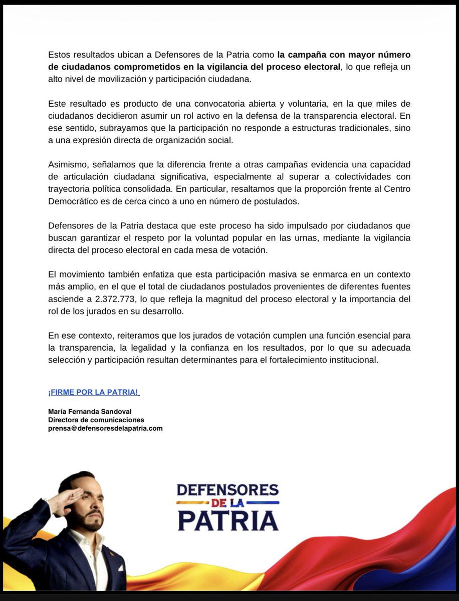 Somos el movimiento político con más ciudadanos postulados para jurados de votación. 

Piensen lo que eso significa… eso es puro fervor ciudadano. El mismo que nos va a llevar a la victoria.

¡Abelardo presidente!