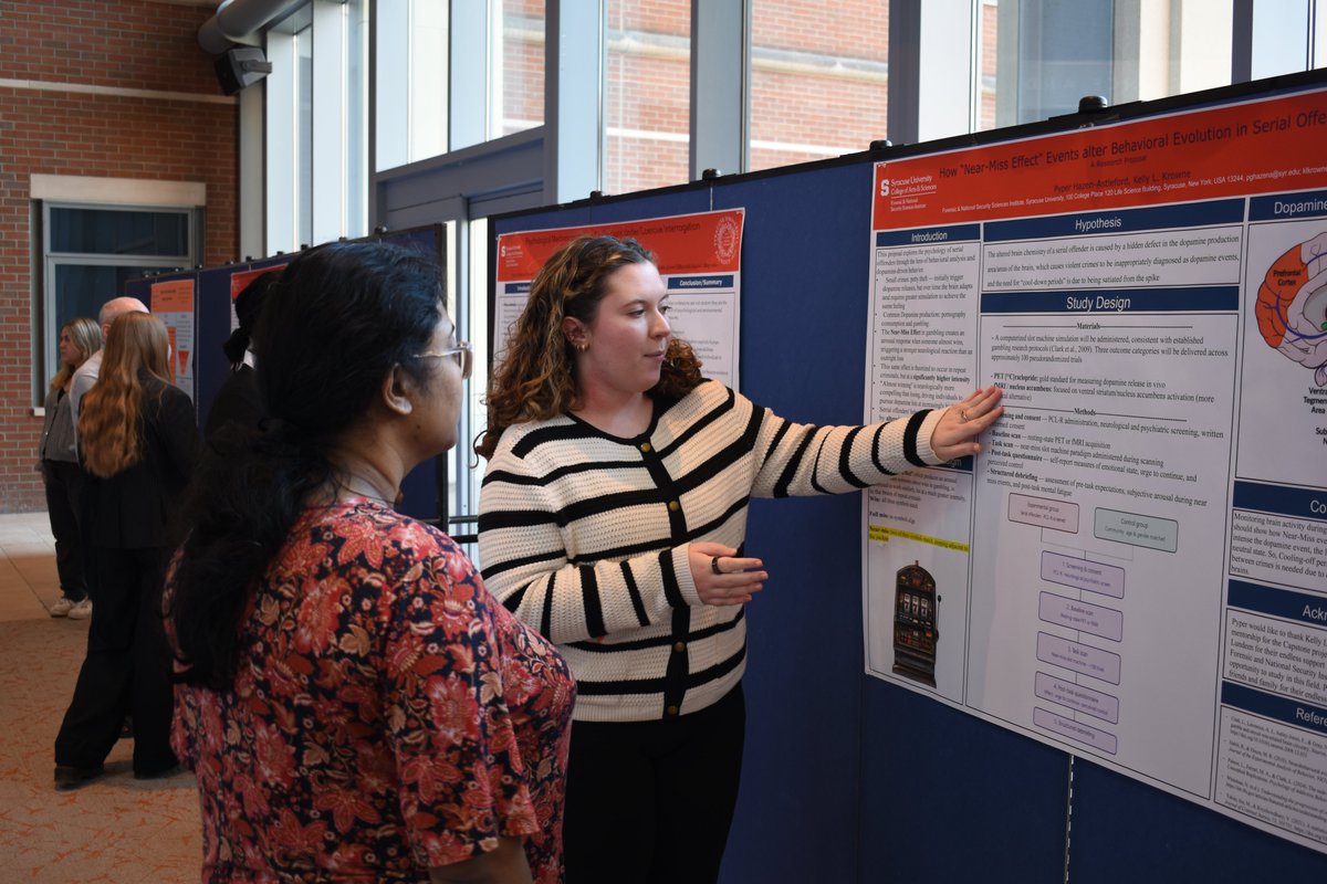 SUForensics's tweet photo. Awesome job to our Forensics undergraduate seniors who presented their Capstone research! 📊🧑‍💼

During a Capstone project, students formulate a research topic that bridges both forensic science and their primary major and present their findings at one of our poster sessions. https://t.co/oKso0CTlmN