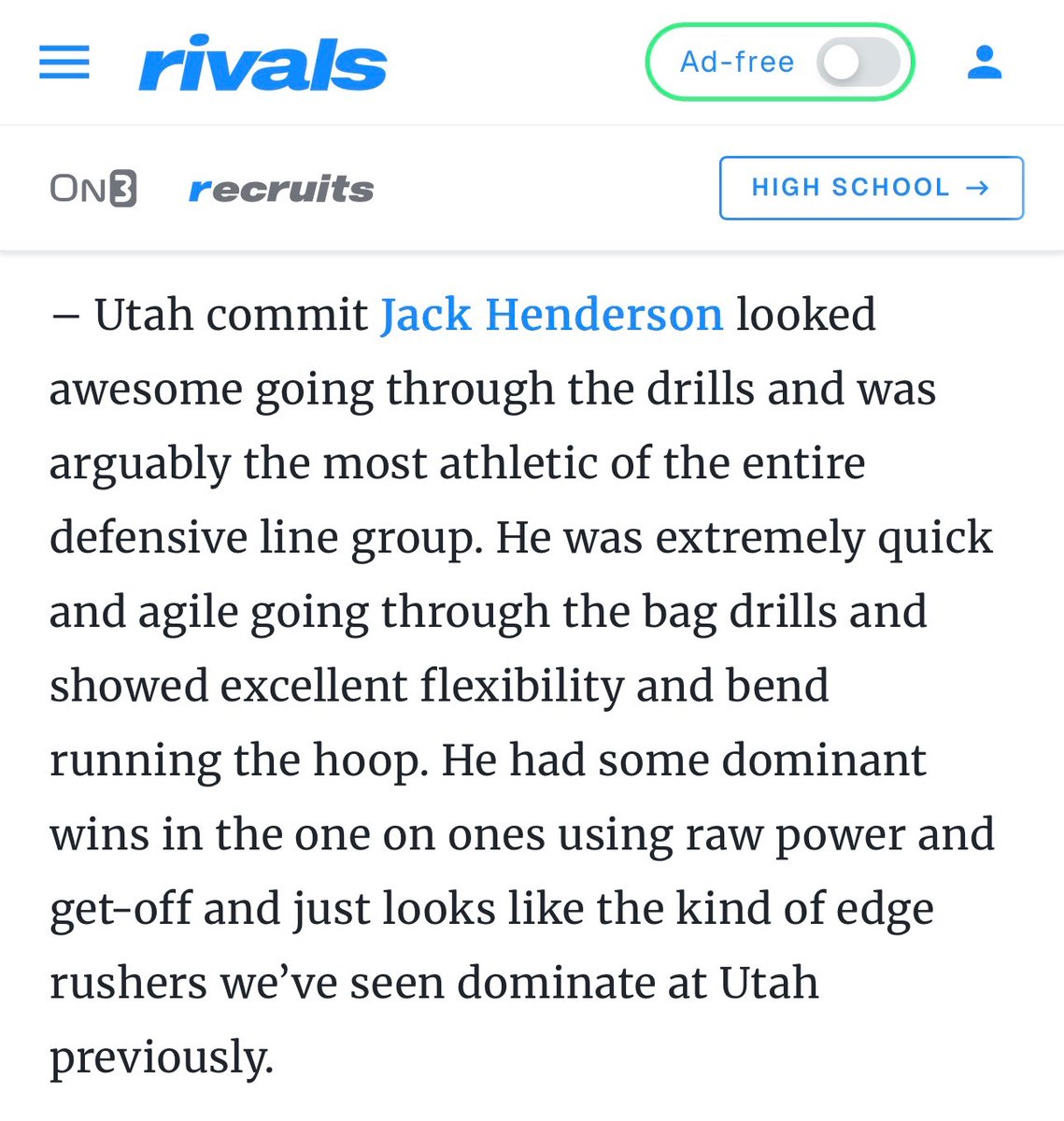 HendersonJack27's tweet image. Thank you @GregBiggins and @BrandonHuffman for the write-up after the @UAFootball camp in #SLC. That camp is a great place to showcase and the Utah trenches community is legit. Proud to be a Ute! #RSNB
@UteZone @CoachNokesDL @J2theGross @chrisculig @ballersinutah @Utah_Football