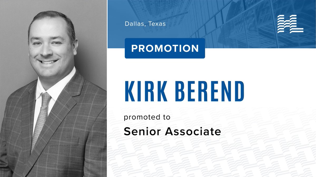 HoltLunsfordCRE's tweet image. Congratulations to Kirk Berend on his promotion to Senior Associate.

hlcre.co/kirk-berend

#HLCDallas #Promotion #Congratulations #CommercialRealEstate #CRE
