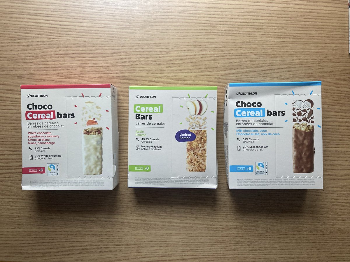 JavierTaber's tweet image. 🏬 🎒 Las barritas energéticas del Decathlon son mi nuevo aliado diario en la mochila cuando voy fuera por trabajo.

🚶🏻‍♂️‍➡️🍫 Un snack ligero como tentempié de cereales y sabor a manzana, chocolate y fresa o coco que aportan 77-140 kcal.

#light #snack #healthy #lifestyle