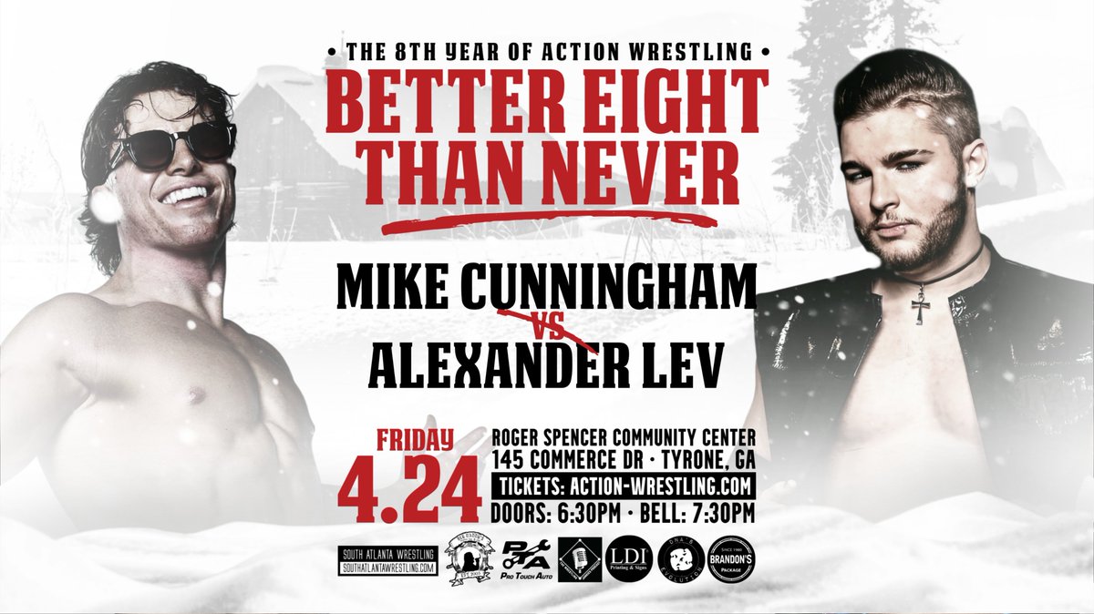 WrestleACTION1's tweet photo. TOMORROW NIGHT
Live on @indiewrestling

@AlexanderLev26 faces off in a rematch with @maxabramswwe 

Watch #ACTIONEIGHT tonight on IWTV!

Thanks to @junkiespod @S_ATL_Wrestling @LdiNewnan @pwponderings https://t.co/LqVgolVmwu