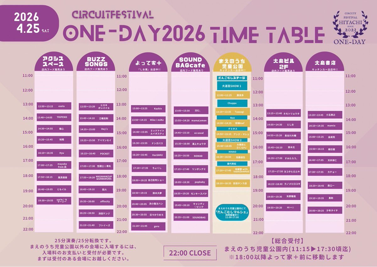 Ryu_LOGiC's tweet image. 4/25 藤良多　ライブ　物販　撮影情報
🟠9:30〜10:00  
ヒタチエ前　日立路上ライブ

🟢11:00〜前物販　
日立市まえのうち児童公園  
(12:30〜22:00  
撮影ボランティアのため前物販)

🔴12:00〜12:25 藤良多ライブ

📸12:30〜22:00 撮影ボランティア

無理せずとはいただきましたが
1組1曲ずつ