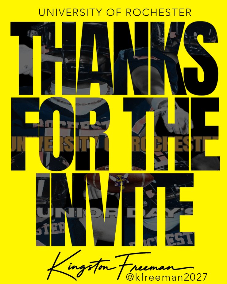 KFreeman2027's tweet image. Thanks for the campus visit invite @IamcoacHHeav! Making plans to be there. #LetsBuild #CLIMB

@UofRFootball
@ChadMartinovich
@CoachVNT