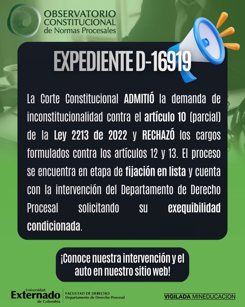 Departamento Derecho Procesal. U. Externado. tweet media