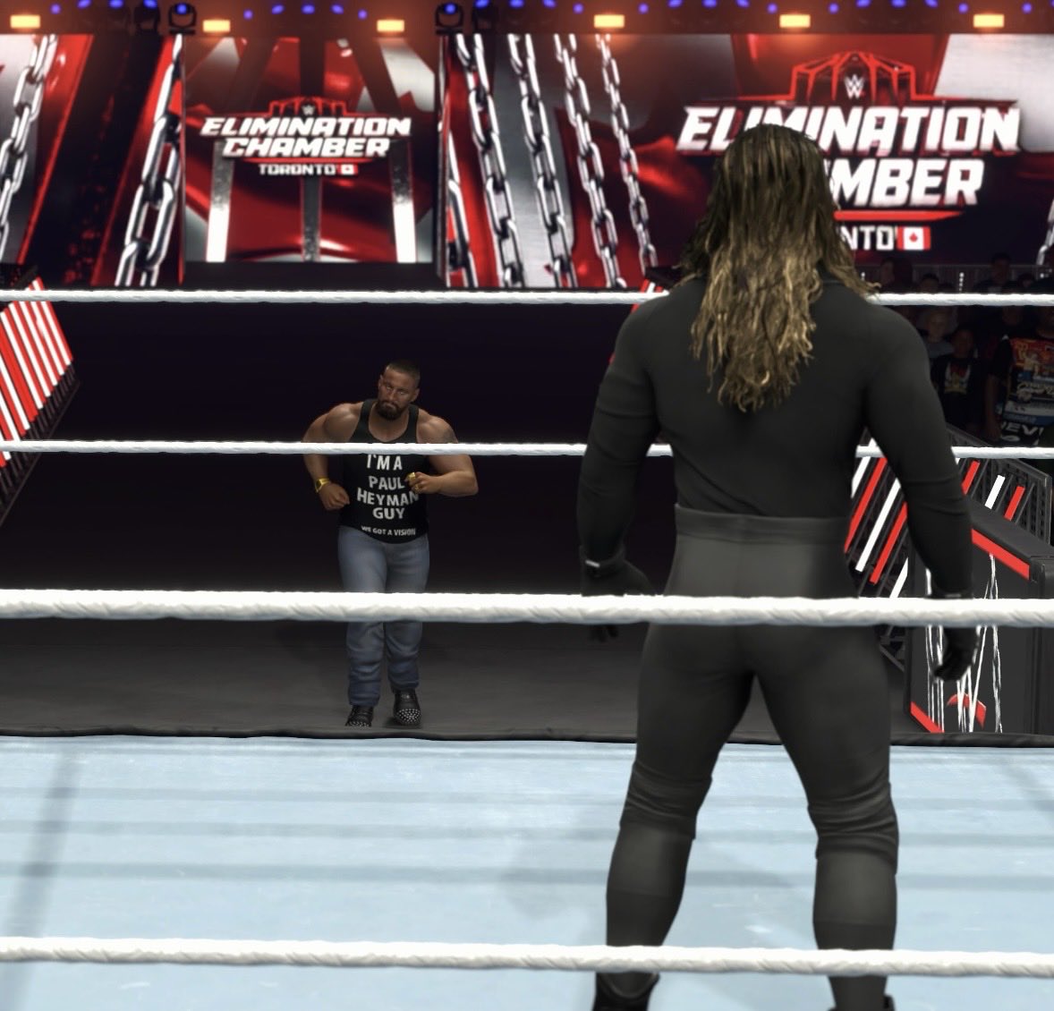 bigbadkitch's tweet image. The masked man revealed himself to be Seth Rollins at #eliminationchamber 

Bron breakker ran out for a fight and #sethrollins laid him out

#wwe2k26 #wweraw 

Rollins challenged breakker to a fight at #wrestlemania 

Follow my universe mode here ⬇️ 

facebook.com/share/1GkfLaXm…