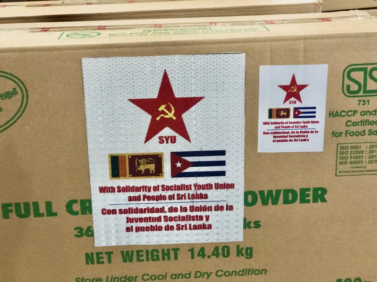 Nuestro sincero agradecimiento a la Unión de la Juventud Socialista y al pueblo de Sri Lanka por este importante donativo de alimentos. No importa la distancia, la solidaridad se multiplica. #CubaNoEstáSola.<a href="/MINCEX_CUBA/">MINCEX🇨🇺</a>.<a href="/pro_cuba/">ProCuba</a>.<a href="/EmbaCubaSriLank/">@EmbaCubaSriLanka</a>