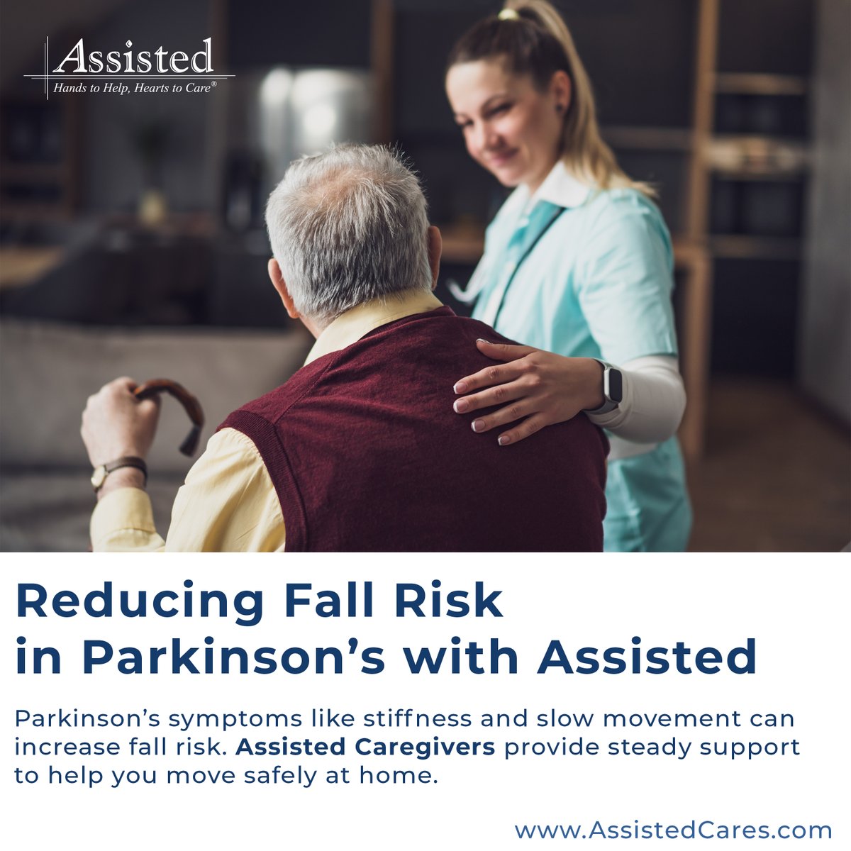 Assisted1's tweet photo. Living with Parkinson’s can make everyday movement more challenging and increase the risk of falls. With the right support, safety and independence can go hand in hand. 💙🌻 #AssistedCares #HomeHealth #HospiceCare #CaregiverServices https://t.co/2Vs7y2W0HT
