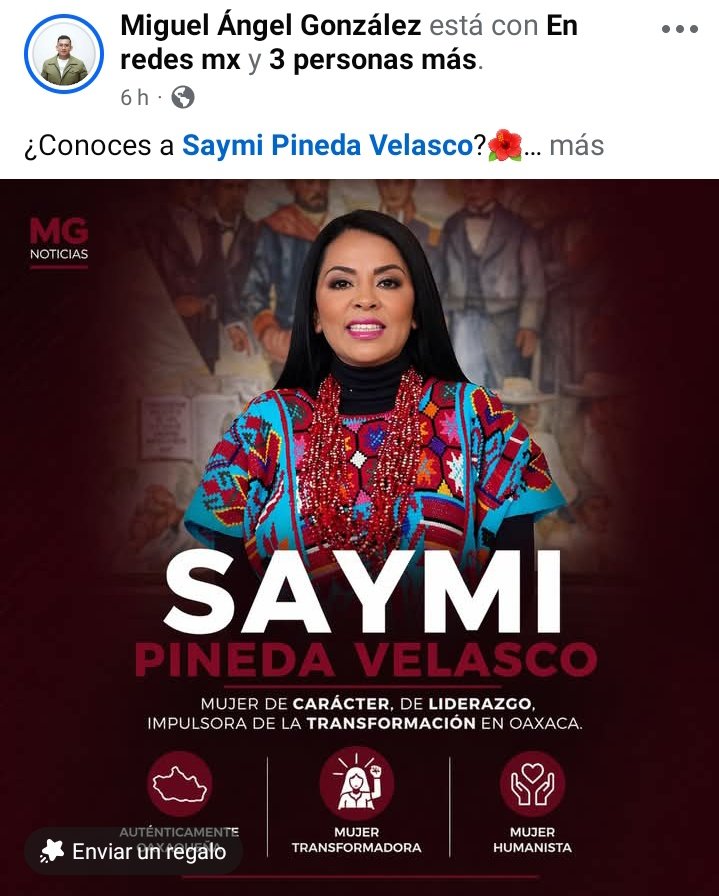 Está desesperado <a href="/salomonj/">Salomón Jara Cruz</a>  su candidata amante del Narcotraficante (BOGAR SOTO) Patrocinador de Salomón Exige que sea Gobernadora la Mujer plástica <a href="/saymipinedav/">Saymi Pineda Velasco</a> ya está en campaña política ahí se va el dinero de Oaxaca.