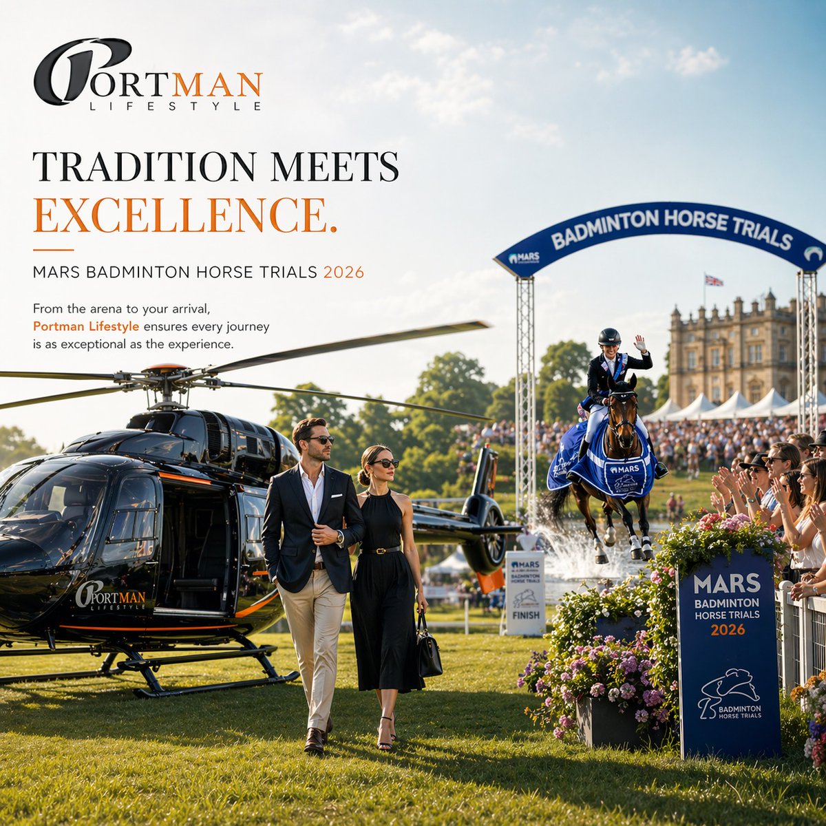 portmanlifeteam's tweet image. 🏇 Tradition meets excellence at 
#BadmintonHorseTrials2026

Arrive by air. Travel in style. Experience true luxury with Portman Lifestyle. ✨

🌐 portman-lifestyle.com

#LuxuryLifestyle #VIPTravel #PrivateJet #EliteExperience #UKEvents