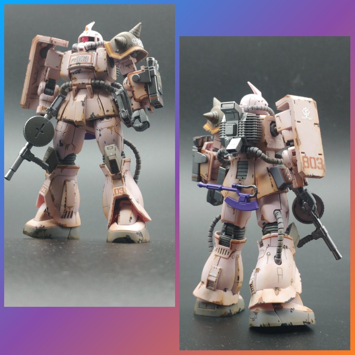 tashi0219ms06r2's tweet image. HGザクデザートタイプピンクパンサー隊機素組で完成です✨
OriginのMSD展開もなくなって久しいですね😵
強行偵察型とか新規で、あとザクキャノンとか再販してくれないかな…
ホントはHGUCでMSVとして出して欲しいですけどね😅
#ガンプラ
#ザクデザートタイプ
#MSD
#素組で遊ぼう