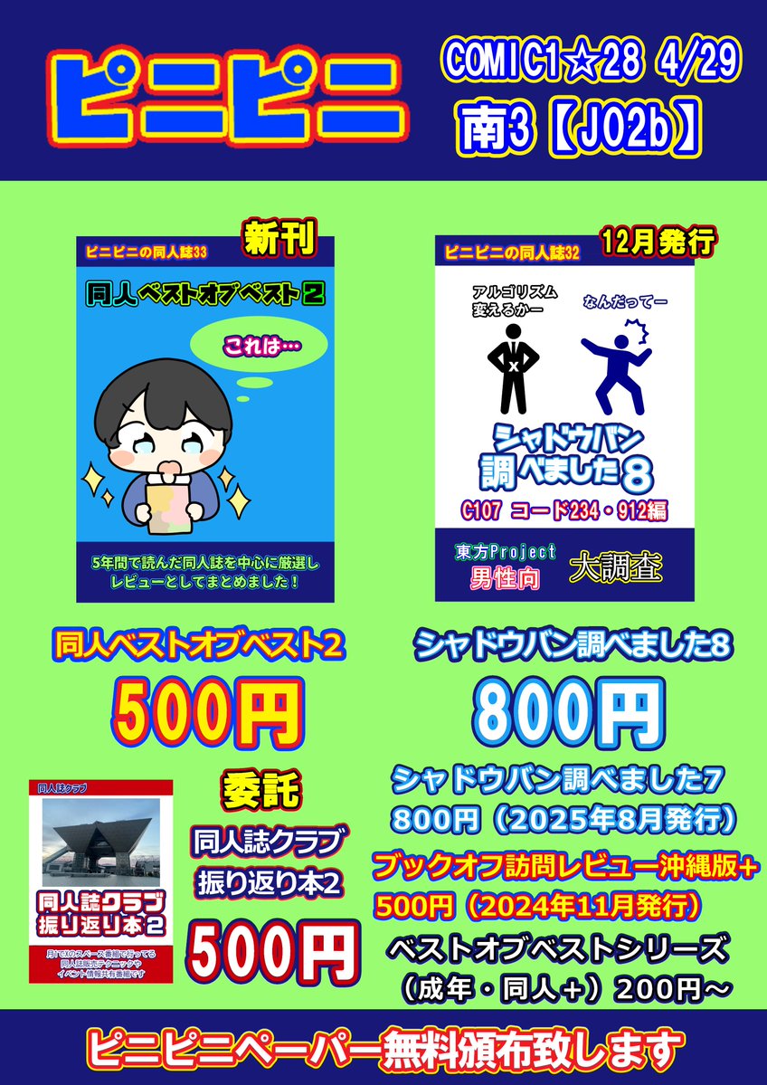 ピニット＠4/29 COMIC1☆28【J02b】同人ベストオブベスト2制作中 tweet media