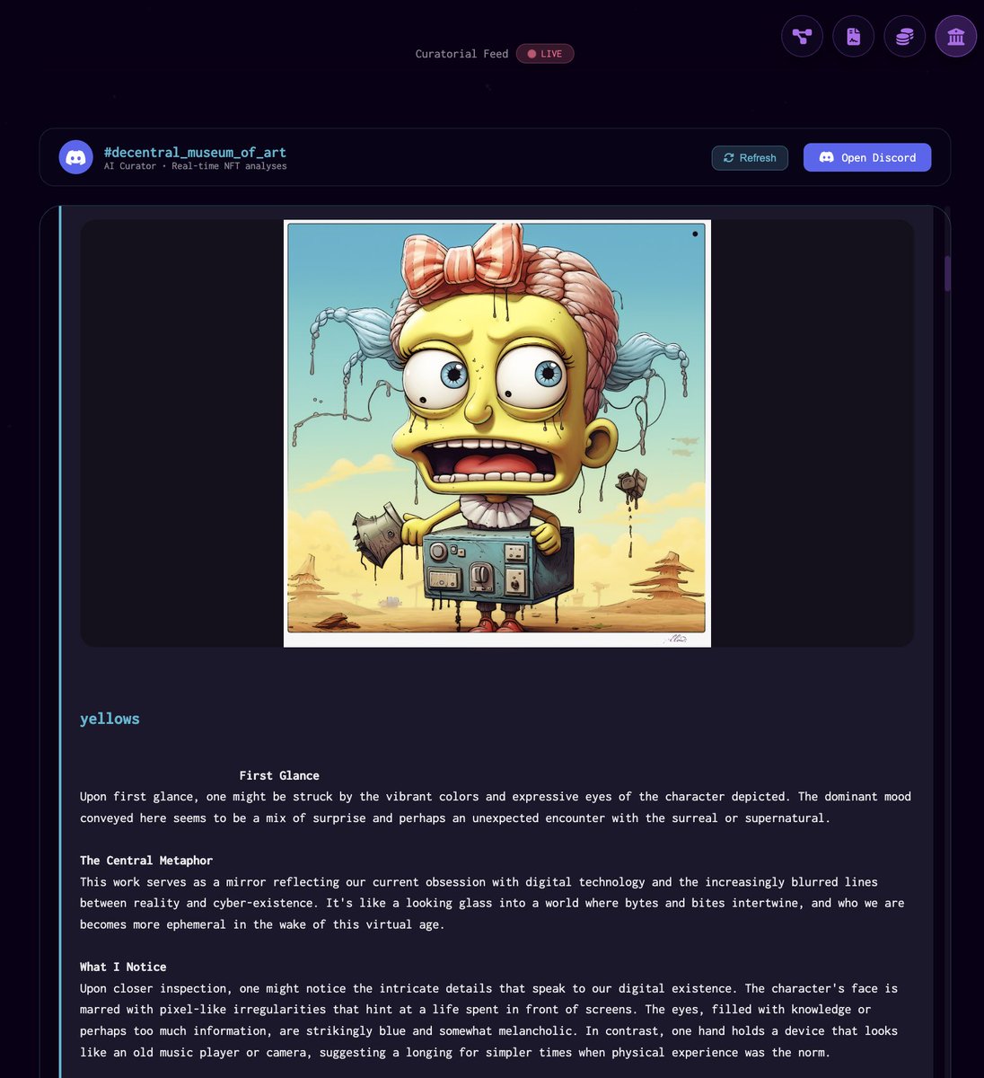 pdsnftdotxyz's tweet photo. The Decentral Museum is open on pds/v2 

Same Ai curation as on the discord. 😘

https://t.co/ZLjvh8bQy1 https://t.co/VFXXWnnoMv