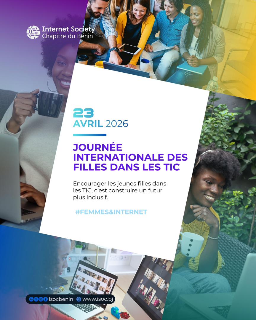 isocbenin's tweet photo. Aujourd'hui, 23 avril 2026, c'est la Journée Internationale des Filles dans l'ICT !

Chez Internet Society Bénin, nous croyons fermement que le numérique est une chance pour toutes.

Car chaque fille mérite d'être encouragée 
#FEMMES&amp;INTERNET  isocbenin https://t.co/985JCI6H9M https://t.co/DS9ZjFhap8