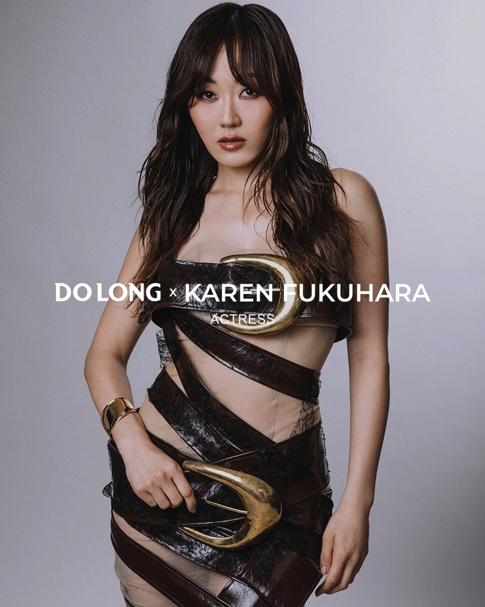 DoLong_Offical's tweet photo. Karen Fukuhara in Do Long for Character Magazine. Mesh gown with interwoven leather straps and bold gold metal buckles creates a sharp, powerful statement. 

#DoLong #KarenFukuhara #EmergeFW25 https://t.co/JDSTlZUa7a