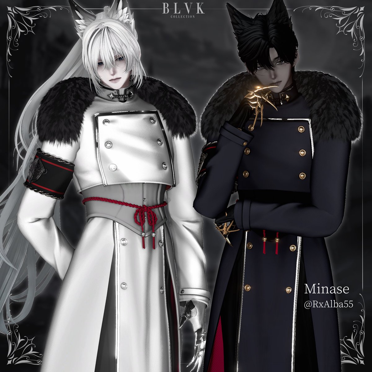 RxAlba55's tweet image. ⚔️  #BLVKCollection 新作 🐺

『Volkov』

── 静かに、支配する。

▪️対応アバター28体
▪️圧倒的カラバリで“自分だけの1着”を。

本日18:00 販売開始です。

#VRChat #Shinra3D #Minase3D