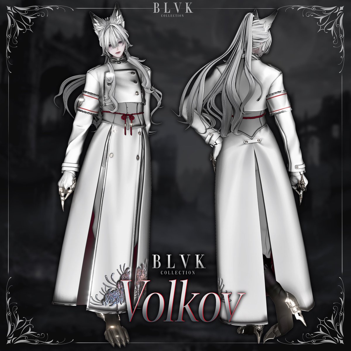 RxAlba55's tweet image. ⚔️  #BLVKCollection 新作 🐺

『Volkov』

── 静かに、支配する。

▪️対応アバター28体
▪️圧倒的カラバリで“自分だけの1着”を。

本日18:00 販売開始です。

#VRChat #Shinra3D #Minase3D