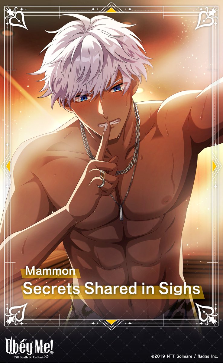 ObeyMeIDO's tweet photo. 📢 Introducing the Demon’s Party: "Invite to the Spa of Temptations" Cards!

Mammon: Secrets Shared in Sighs

In a scorching sauna, your breath mingling together...
Driven by the heat, witness the moment his impulses reach their limit in this heart-pounding story ✨

*In Card Stories, the character featured on the card appears as your partner.

#ObeymeIDO
