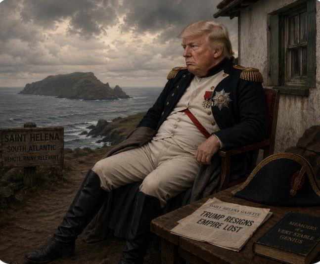 TristramPascoe's tweet photo. @RogerJStoneJr How did Napoleon end up, @RogerJStoneJr?

Might we convince him to build a third White House. Trump’s “White House of St. Helena?” https://t.co/DQc1eYdLaT