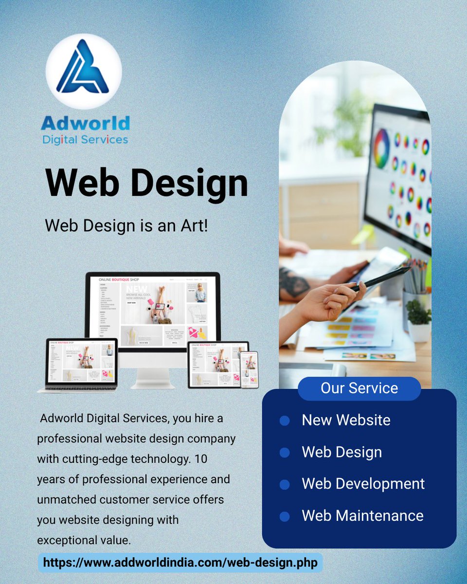 adworld_digital's tweet image. Looking for a professional #websitedesign company? We’ve got 10 years of experience delivering exceptional digital value. 
Our Services: 
New Websites 
Web Design 
Web Development 
Web Maintenance
addworldindia.com/web-design.php
#AdworldDigitalServices #WebDevelopment #DigitalMarketing