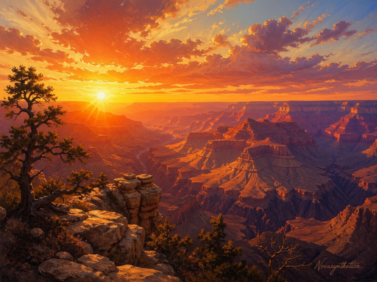 BriFelk's tweet image. QT your Sunset 
TTYF @MollyMooArt 
#AIart #Grandcanyon