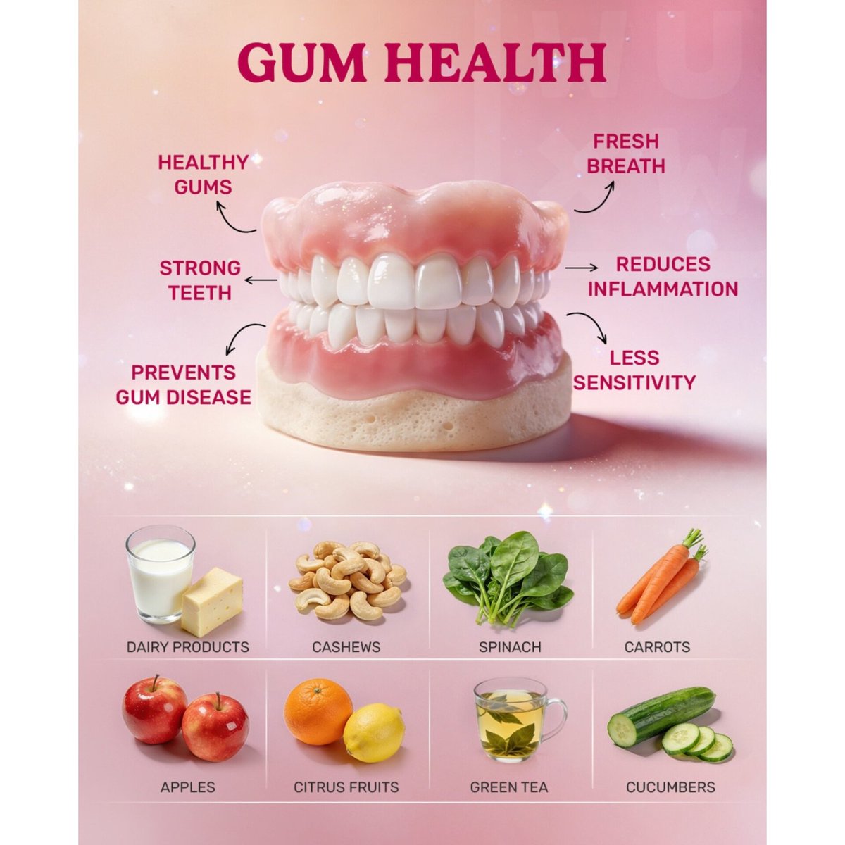 VIKRAMS69813520's tweet image. Your gum health🦷depends upon the food you eat!!👄
So make smart food choices, avoid unnecessary junkies and you're good to go😋🫰
#teethcare #wellnessthatworks #healthfood #healthyliving #trendingpost
(Teeth care, gum health, teeth cleaning, bad breath,mouth hygiene,viral post.
