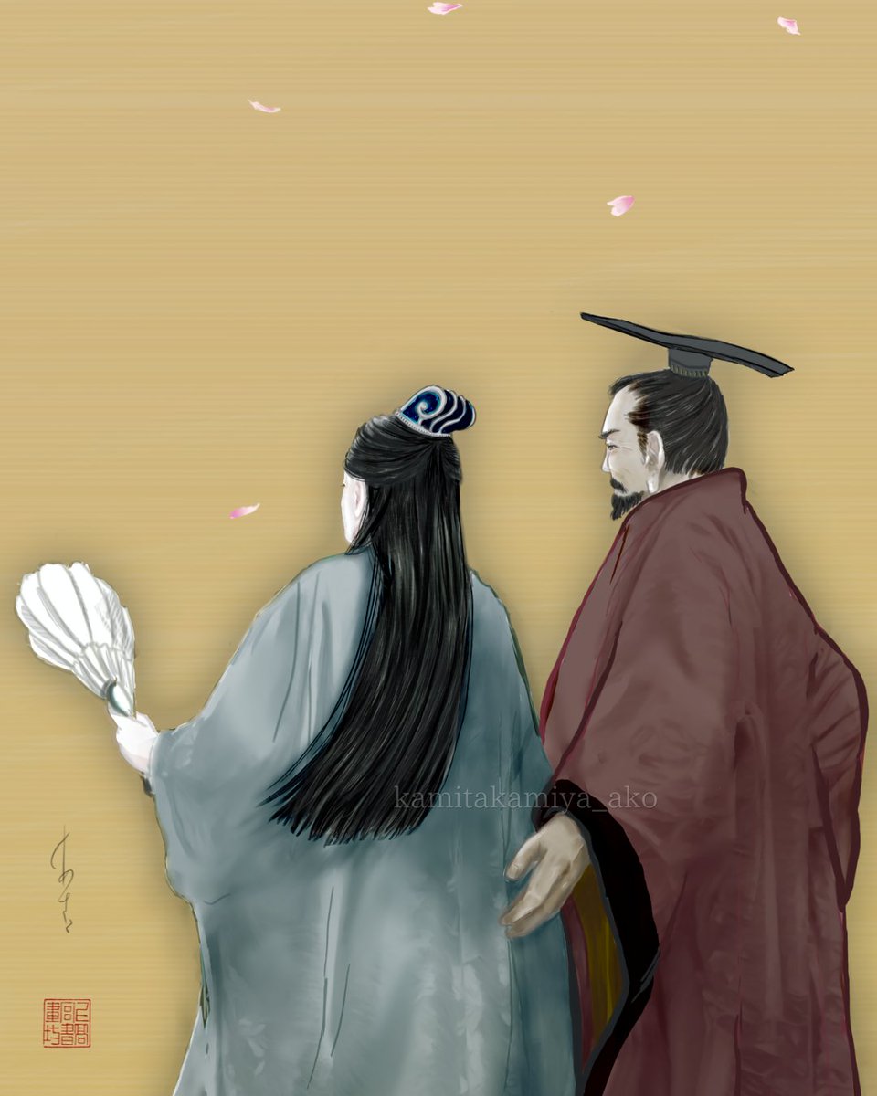 kamitakamiya's tweet photo. 君臣賞花圖　@kamitakamiya_ako

#劉備　#昭烈帝　#liubei #君臣圖　#君臣図
旧暦ご命日　章武3年4月24日（まず新暦で追悼） https://t.co/bwvzXgWUhA