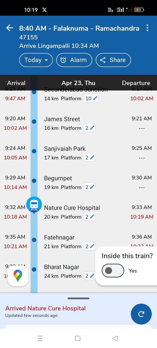 GurudevKaran's tweet photo. @drmhyb @RailwaySeva @SCRailwayIndia @srdom_sc @SrDOMhyb @PMOIndia @kishanreddybjp @TelanganaCMO   kindly request @drmsecunderabad  MMTS 47155 every day delayed  it's effect on our salary cuts we are unable to office on time  advance request https://t.co/E0s1W9JIlM