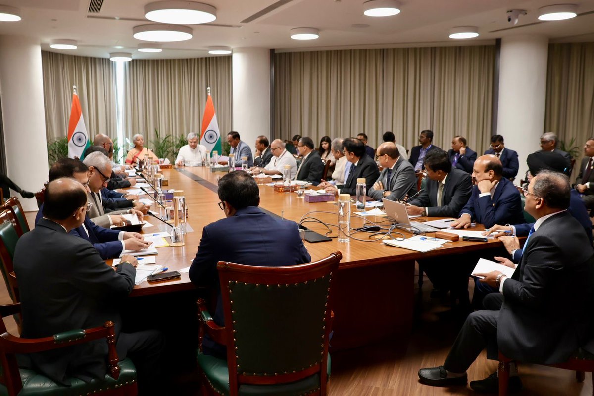 Union Finance Minister Nirmala Sitharaman chaired a high-level meeting on Thursday, along with Union Minister for Electronics and Information Technology Ashwini Vaishnaw, with Scheduled Commercial Banks and key stakeholders to assess the potential impact of emerging threats